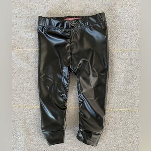 Baby Black Faux Leather Pants